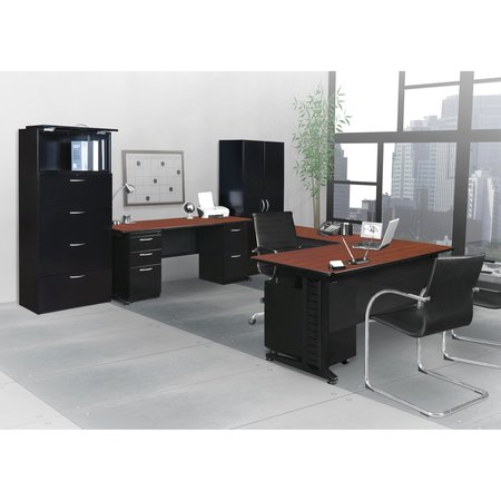 Fusion Pedestal Desk, 30 D, 72 W, 29 H, Cherry, Wood|Metal MDP7230CH